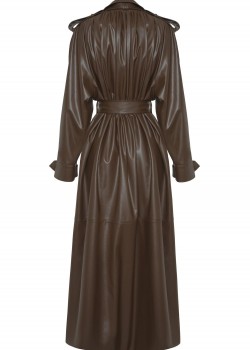 Long eco-leather trench