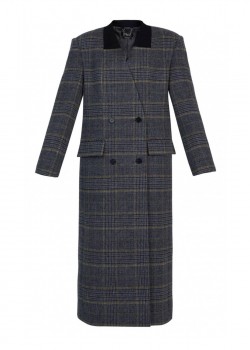 Checked coat in wool and cashmere