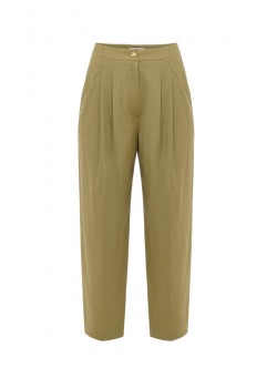 Cropped straight trousers in wool