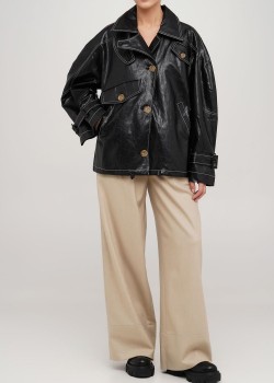 Eco-leather oversized jacket