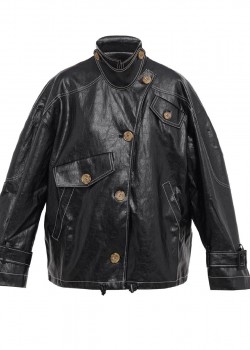 Eco-leather oversized jacket