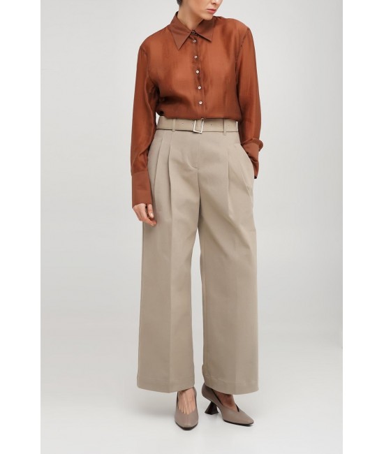Waisted straight trousers