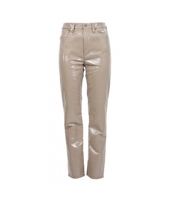 Straight leg trousers in recycled leather