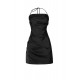 Короткое драпированное платье из черного атласа