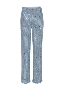 Denim sequin-embellished jeans