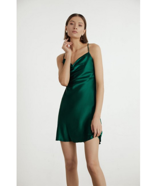 Зелена шовкова сукня міні