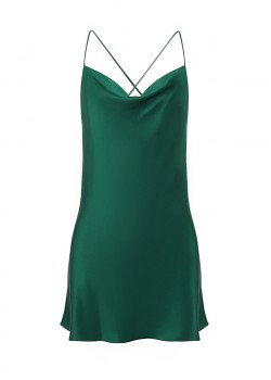 Green silk mini dress