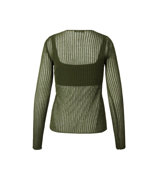 Khaki silk sweater with bra