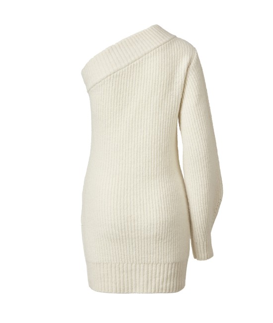 White one-sleeve knit dress