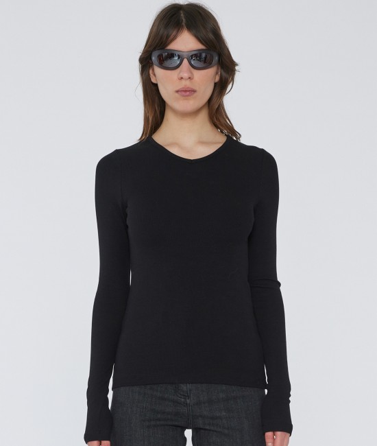 Black ribbed cotton top