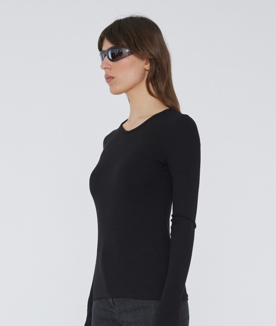 Black ribbed cotton top