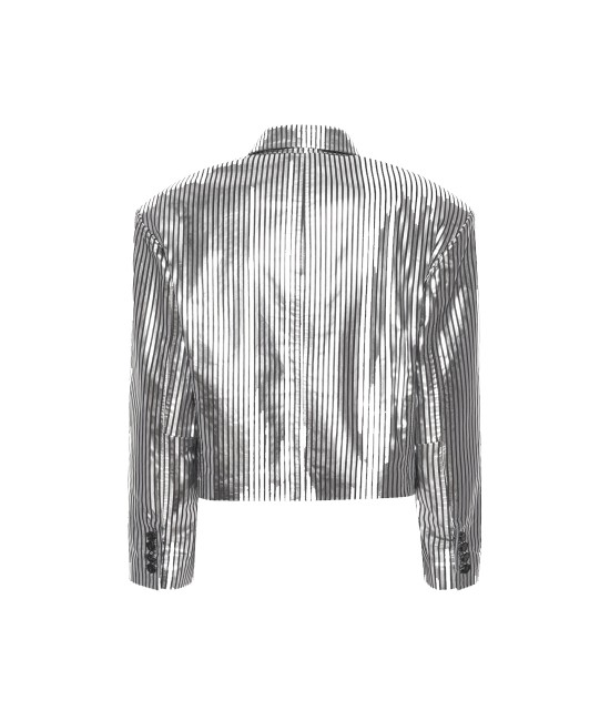 Silver striped leather blazer