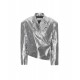 Silver striped leather blazer