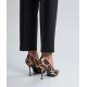 Brown leather pumps in python embossed