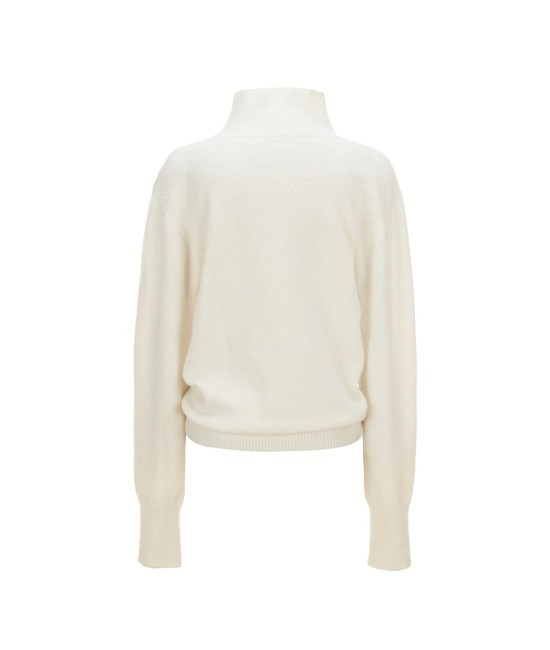Білий светр з високим коміром з вовни та кашеміру