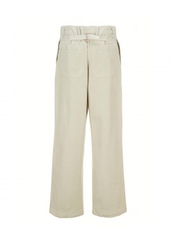 White cotton pants with wide legs