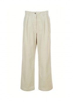 White cotton pants with wide legs
