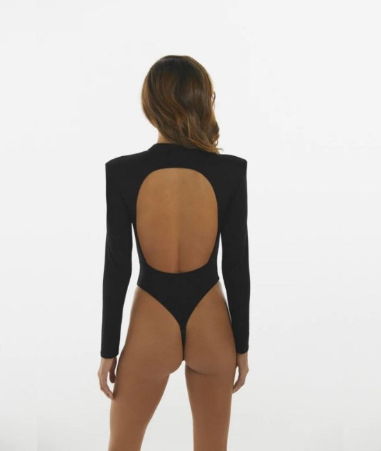 KATE Black bodysuit with open back