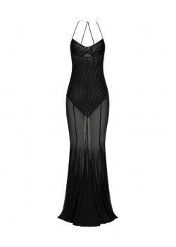 Cote d'Azur Black floor-length dress made of translucent fabric