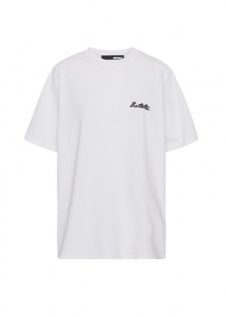 Біла футболка з логотипом з паєток