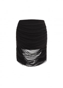 Black sheer skirt with draping