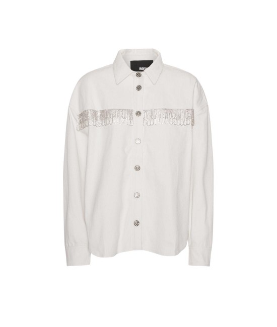 White oversized shirt with fringe