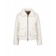Cream cropped faux-fur jacket