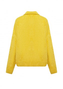 Boucle sweater with polo collar