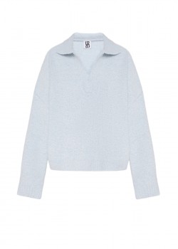 Boucle sweater with polo collar