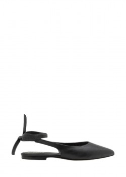 Black leather pointed ballet flats