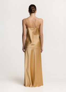 Hanna Gold straight neck silk top