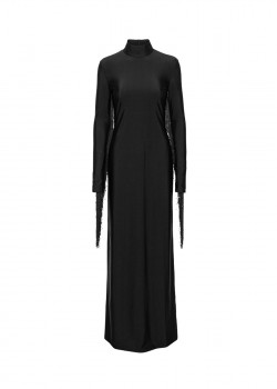 Чорна сукня максі з бахромою