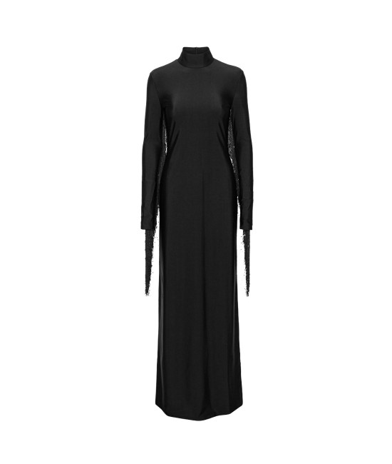 Чорна сукня максі з бахромою