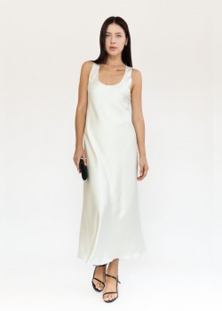 Laura Pearl-White silk-satin dress