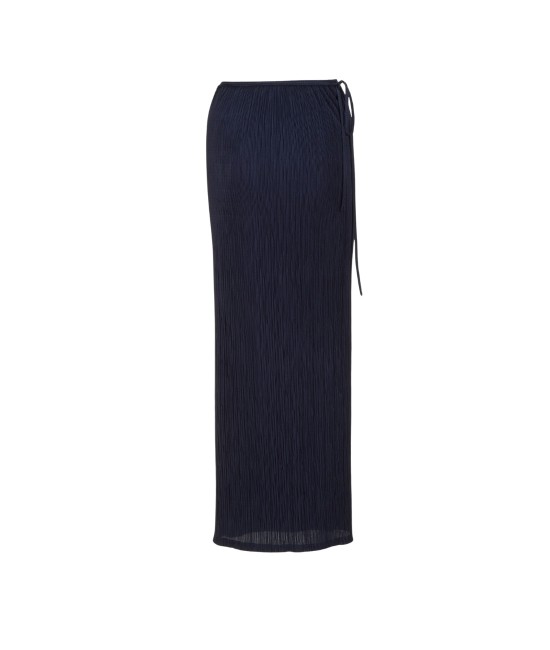 Темно-синяя длинная юбка в рубчик