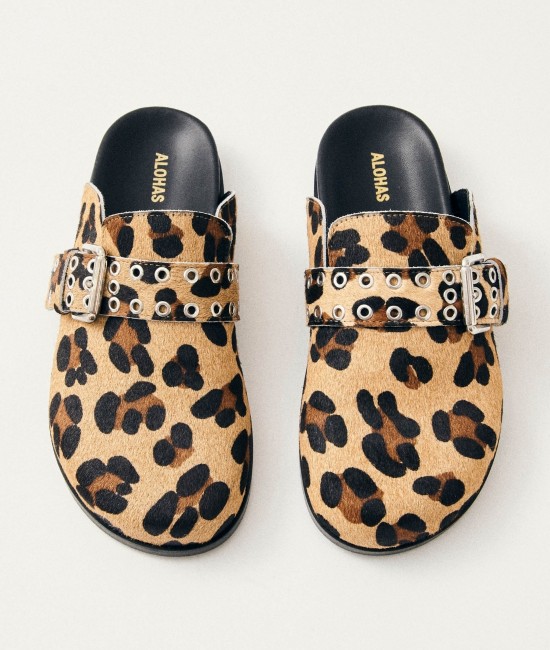 Leopard-print calf-hair clogs Leopard-print calf-hair clogs