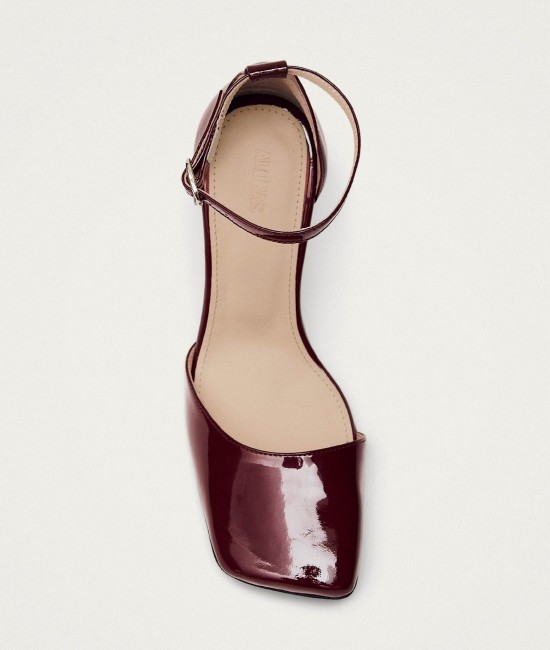 Burgundy patent leather heeled sandals Burgundy patent leather heeled sandals