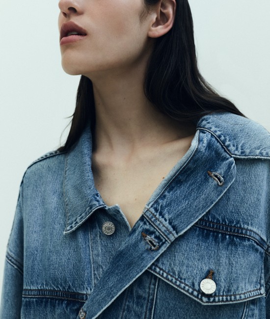 The blue denim jacket with pockets