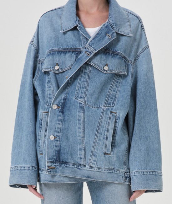 The blue denim jacket with pockets