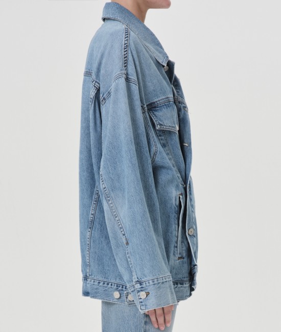 The blue denim jacket with pockets