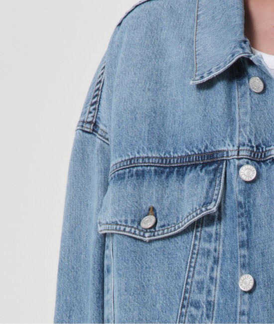 The blue denim jacket with pockets