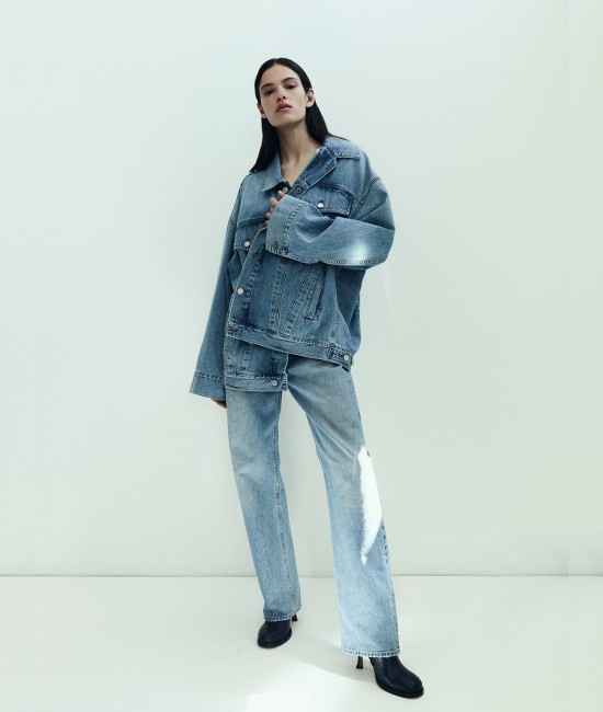 The blue denim jacket with pockets