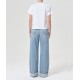 Light blue jeans with dimensional rolled ankle cuffs Light blue jeans with dimensional rolled ankle cuffs