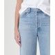 Light blue jeans with dimensional rolled ankle cuffs Light blue jeans with dimensional rolled ankle cuffs