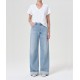 Light blue jeans with dimensional rolled ankle cuffs Light blue jeans with dimensional rolled ankle cuffs