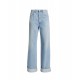 Light blue jeans with dimensional rolled ankle cuffs Light blue jeans with dimensional rolled ankle cuffs