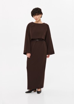 Brown blouse with round neckline