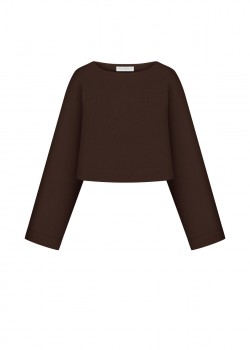 Brown blouse with round neckline