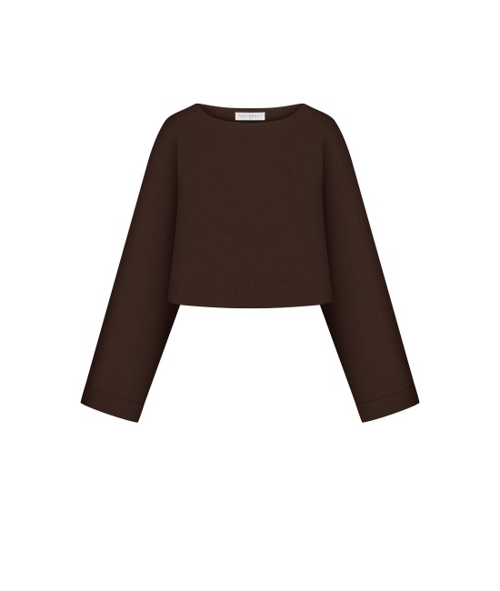 Brown blouse with round neckline Brown blouse with round neckline