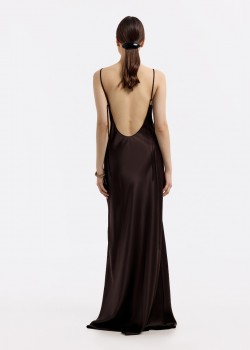 Devon Espresso maxi dress with open back